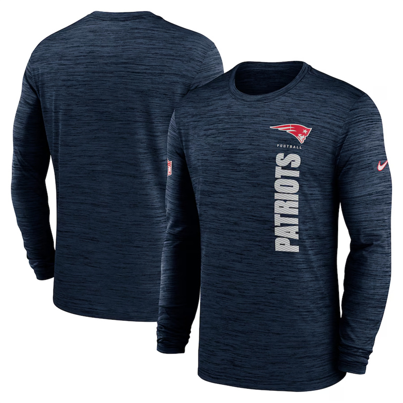 Men's New England Patriots Navy 2024 Sideline Team Velocity Performance Long Sleeve T-Shirt Men's New England Patriots Navy 2024 Sideline Team Velocity Performance Long Sleeve T-Shirt